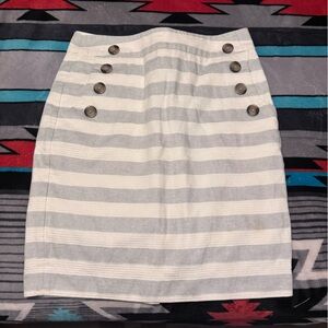 LOFT Gray and White Striped Skirt
